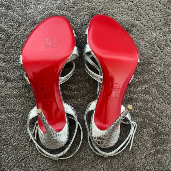 Christian Louboutin Silver Strappy Heels - Picture 10 of 12
